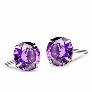 Purple Crystal Earrings 925 Sterling Silver
